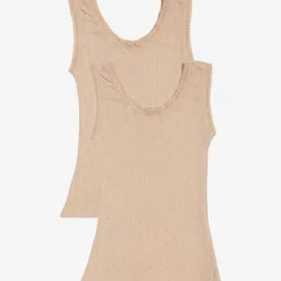 Kanvin Girls Pack Of 2 Beige Self Design Thermal Tops-image-43