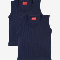 Kanvin Boys Pack Of 2 Navy Blue Ribbed Thermal Vests-image-67