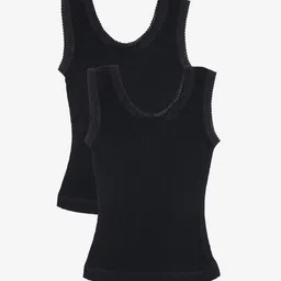 Kanvin Infant Girls Pack Of 2 Black Solid Thermal Tops-image-0