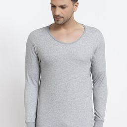Kalt Men Grey Melange Solid Thermal Top-image-70