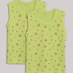 Kanvin Girls Green Pack of 2 Printed Thermal Tops-image-71