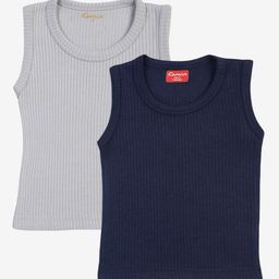 Kanvin Boys Pack Of 2 Grey & Navy Blue Ribbed Cotton Thermal Tops-image-72
