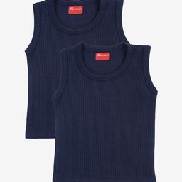 Kanvin Boys Pack Of 2 Navy Blue Ribbed Thermal Vests-image-62