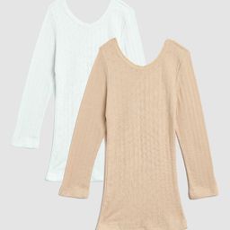 Kanvin Girls beige and white Pack Of 2 Solid Thermal Tops-image-65