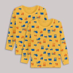Kanvin Girls Yellow Pack Of 2 Printed Thermal Tops-image-24
