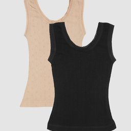 Kanvin Girls Black & Beige Pack Of 2 Solid Thermal Tops-image-22