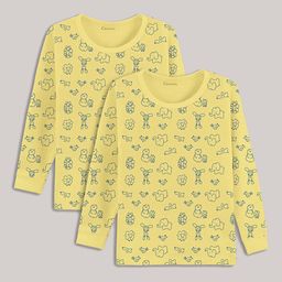 Kanvin Boys Yellow Pack Of 2 Printed Thermal Tops-image-78