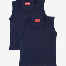 Kanvin Boys Pack Of 2 Navy Blue Ribbed Thermal Vests-image-63