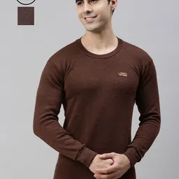 Lux Cottswool Men Pack of 2 Brown Solid Thermal Tops-image-80