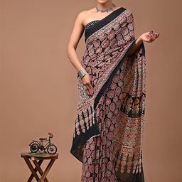 NIKHILAM Ethnic Motifs Pure Cotton Bagru Saree-image-31