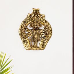 ExclusiveLane The Brass Beams Gold-Toned Brass Textured Panchmukhi Hanuman Wall Hanging-image-30