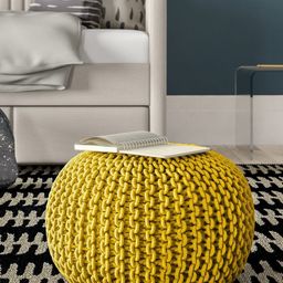 RIANCE CREATIONS Yellow Knitted Cotton Bamboo Ottoman-54