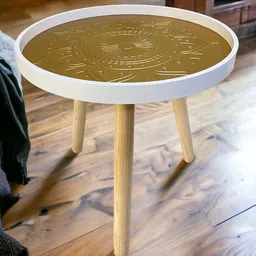 Art Street Gold-Colored Textured Wooden Ottomans-12