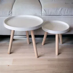 Art Street Set Of 2 White Coffee Tables-3