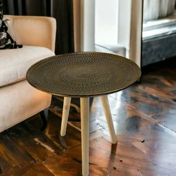 Art Street Gold-Colored Textured Wooden Ottomans-18