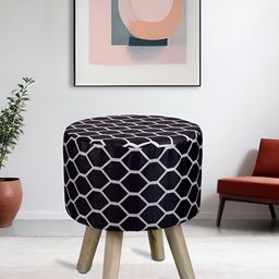CDI Black & White Geometric Printed Round-Shaped Ottoman-9