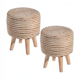 Kuber Industries White 2 Pieces Striped Eco Friendly Rope Ottoman Stool For Sitting-32