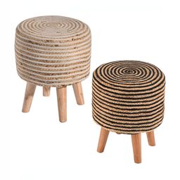 Kuber Industries White 2 Pieces Striped Eco Friendly Rope Ottoman Stool For Sitting-39