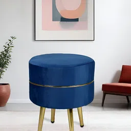CDI Blue Round Ottoman With Legs-image-41
