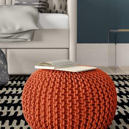 RIANCE CREATIONS Orange Knitted Cotton Bamboo Ottoman-38