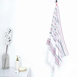 thirsty towel Mauve Cotton Striped 220 GSM (1 Pc) Bath Towel-picture-3