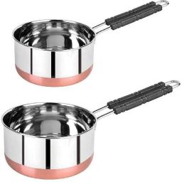 Steel Milk Pan Pot, Gas Stove Compatible Sauce Pan Milk Pan 11 cm, 15 cm diameter 1 L, 1.5 L capacity-image-45