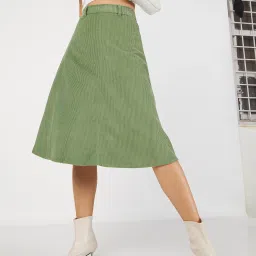Women Self Design A-line Green Skirt-image-77