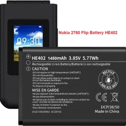 BKN Mobile Battery For NOKIA QC PASSED NOKIA 2780 FLIP MOBILE BATTERY 1450 MAH (HE402)-image-2