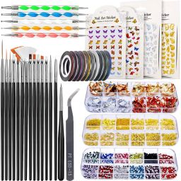Nail Art Stamping Kit, 3D Nail Art Tools with Pen & Brush Painting Polish Design-14