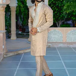 Be Desi Embroidered Regular Sequinned Kurta with Pyjamas image 3