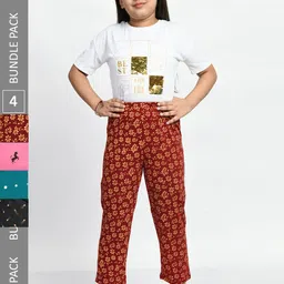 BAESD Girls Pack Of 4 Printed Cotton Cropped Lounge Pants-image-87