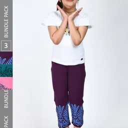 IndiWeaves Girls Pack of 3 Printed Ankle-Length Pure Cotton Leggings-picture-29