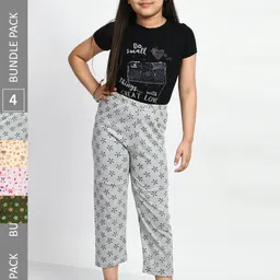 BAESD Girls Pack Of 4 Printed Cotton Lounge Pants-image-62