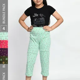 BAESD Girls Set Of 4 Printed Cotton Lounge Pants-image-63