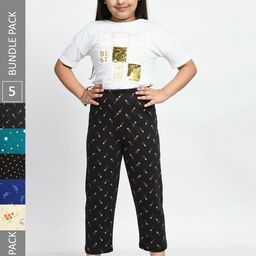 BAESD Girls Pack Of 5 Printed Pure Cotton Lounge Pants-image-69