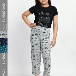BAESD Girls Pack Of 3 Printed Cotton Cropped Lounge Pants-image-47