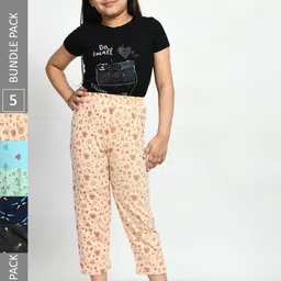 BAESD Girls Pack Of 5 Printed Cotton Lounge Pants-image-68