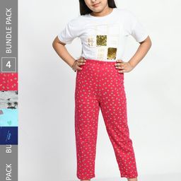 BAESD Girls Pack Of 4 Printed Pure Cotton Lounge Pants-image-93