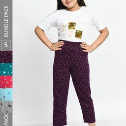 BAESD Girls Pack Of 5 Printed Pure Cotton Lounge Pants-picture-3