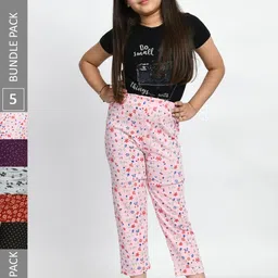 BAESD Girls Pack Of 5 Printed Cotton Lounge Pants-image-70