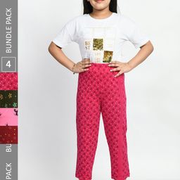 BAESD Girls Pack Of 4 Printed Pure Cotton Lounge Pants-image-97
