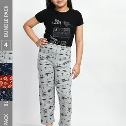 BAESD Girls Pack Of 4 Printed Pure Cotton Lounge Pants-picture-44