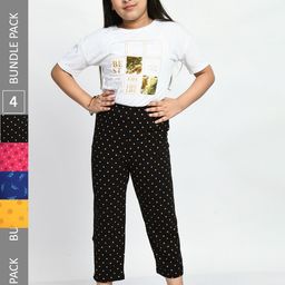 BAESD Girls Pack Of 4 Printed Cotton Lounge Pants-image-88