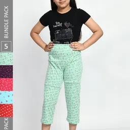 BAESD Girls Pack Of 5 Printed Pure Cotton Lounge Pants-picture-26