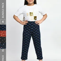 BAESD Girls Pack Of 4 Printed Pure Cotton Lounge Pants-picture-12