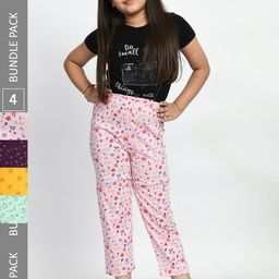 BAESD Girls Pack Of 4 Printed Pure Cotton Lounge Pants-picture-24