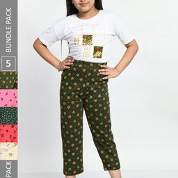 BAESD Girls Pack Of 5 Printed Pure Cotton Lounge Pants-image-123