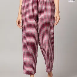 Kryptic Women Pack Of 2 Checked Mid-Rise Cotton Straight Lounge Pants-picture-32