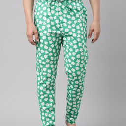 Bushirt Men Green Printed Pure Cotton Lounge Pants-image-69