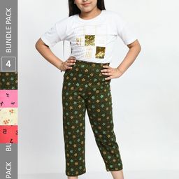 BAESD Girls Pack Of 4 Printed Cotton Lounge Pants-image-29